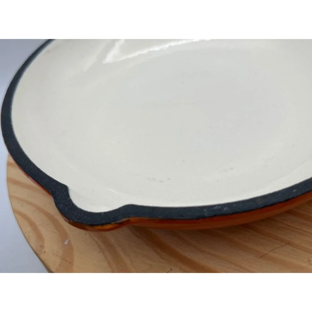 VTG MCM Dansk Mario Batali Persimmon Cast Iron Enamel Skillet Frying Pan 7